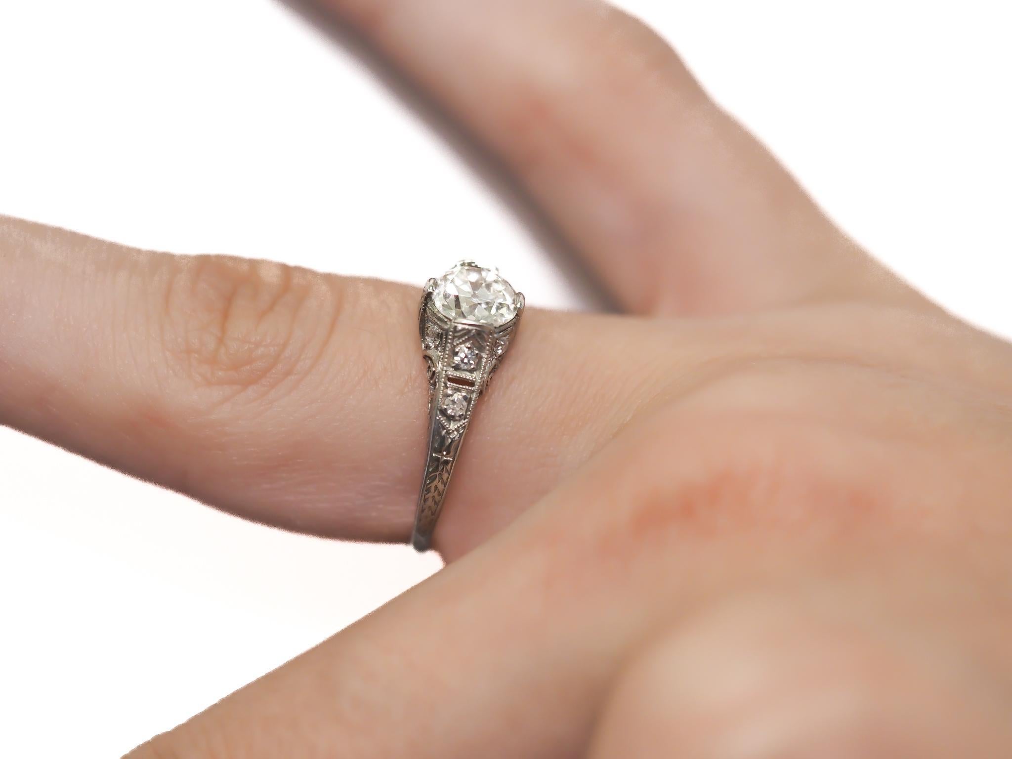 Women's Circa 1900s GIA .92ct Old European Brilliant Diamond Engagement Ring - VEG#25b For Sale