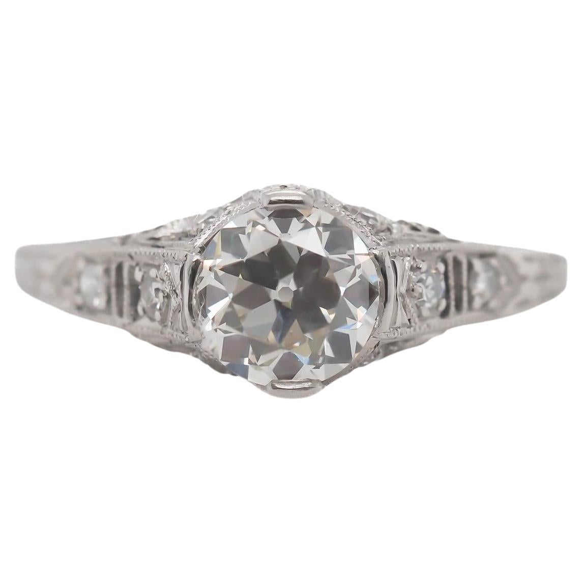 Circa 1900s GIA .92ct Old European Brilliant Diamond Engagement Ring - VEG#25b For Sale