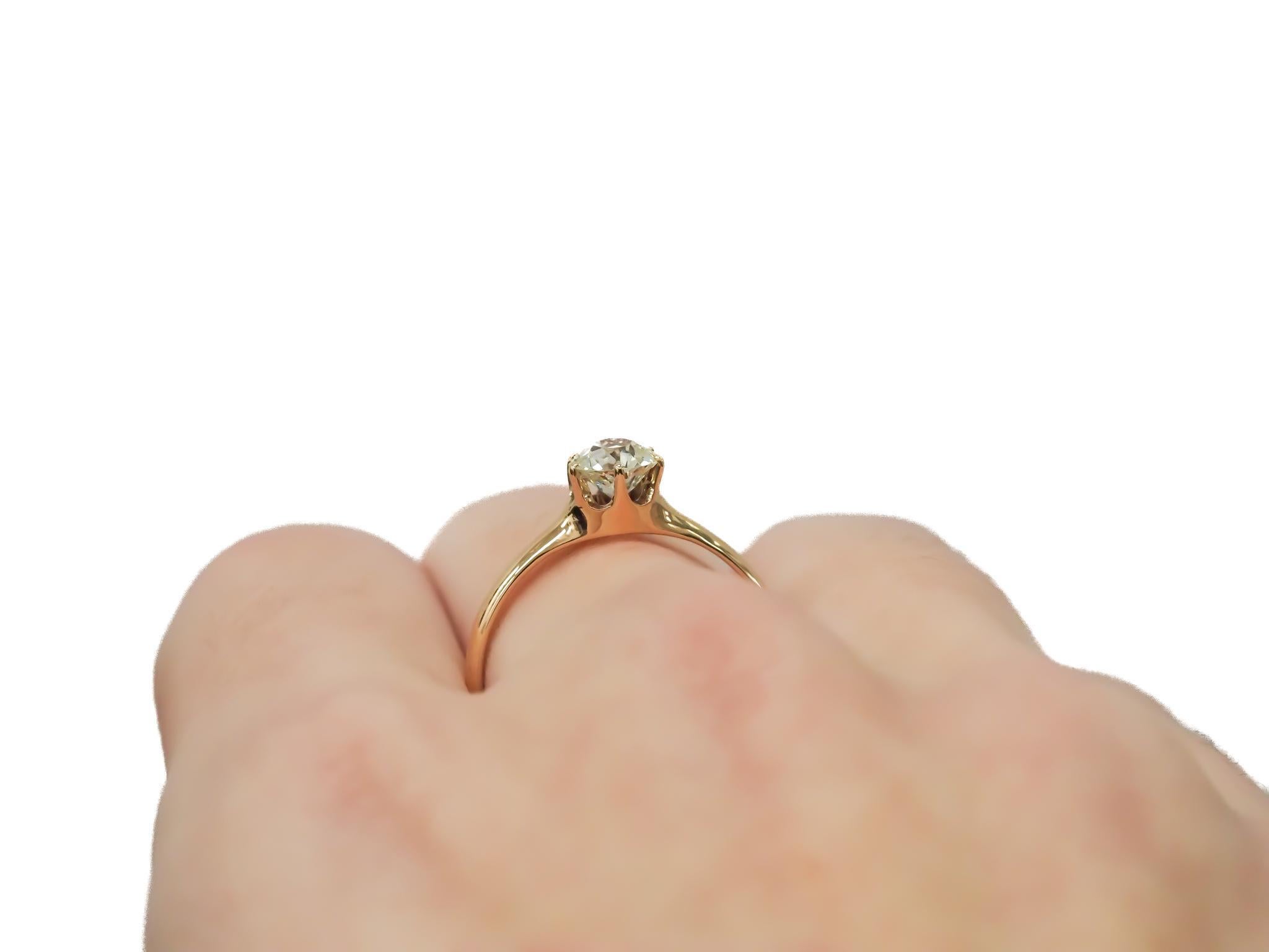 Women's Circa 1900s GIA .94ct Old European  Diamond Engagement Ring For Sale