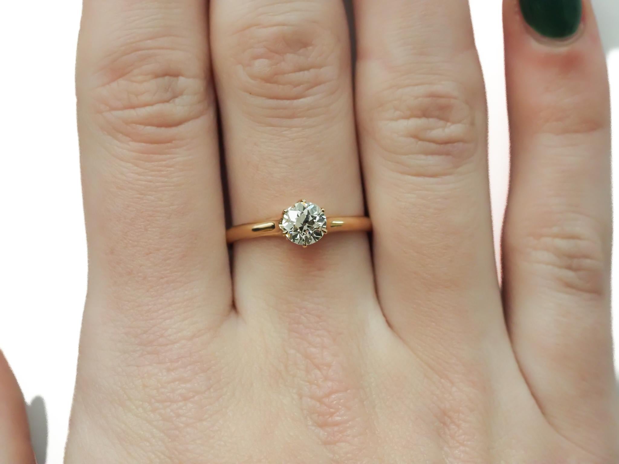 Circa 1900s GIA .94ct Old European  Diamond Engagement Ring For Sale 2