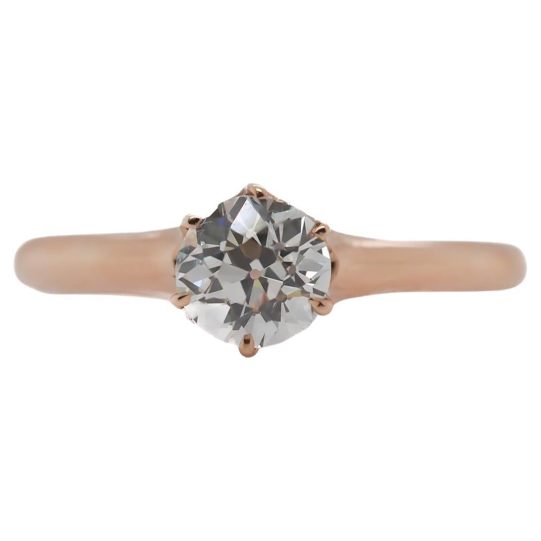 Circa 1900s GIA .94ct Old European  Diamond Engagement Ring