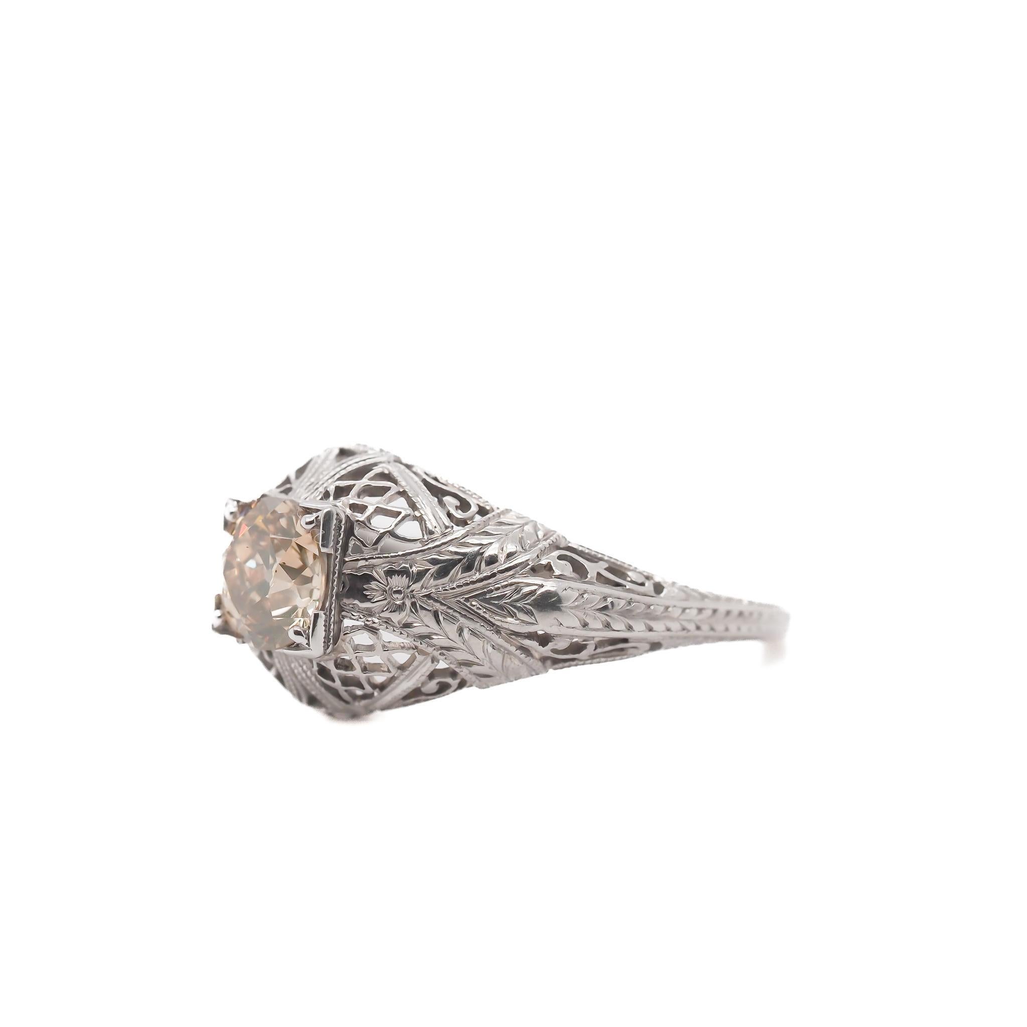 Circa 1900s GIA Fancy Brown Old European Brilliant Diamond Engagement Ring - VEG#43b

Item Details:
Year: 1900s
Ring Size: 7
Metal Type: Platinum [Hallmarked, and Tested]
Weight: 3.7 grams

Center Diamond Details:

GIA Report#:1232578753
Weight: