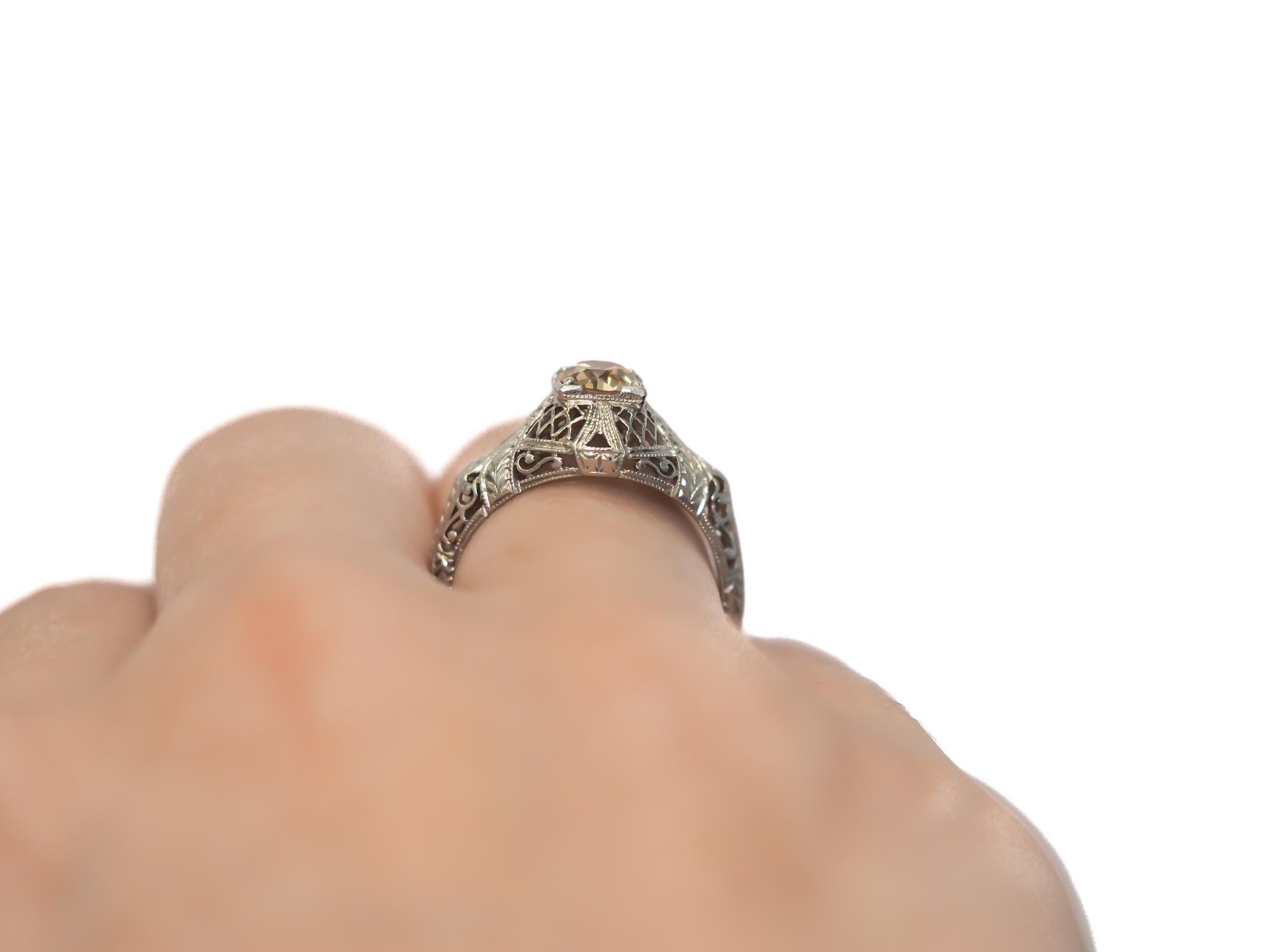 Circa 1900s GIA Fancy Brown Old European Brilliant Diamond Engagement Ring For Sale 1