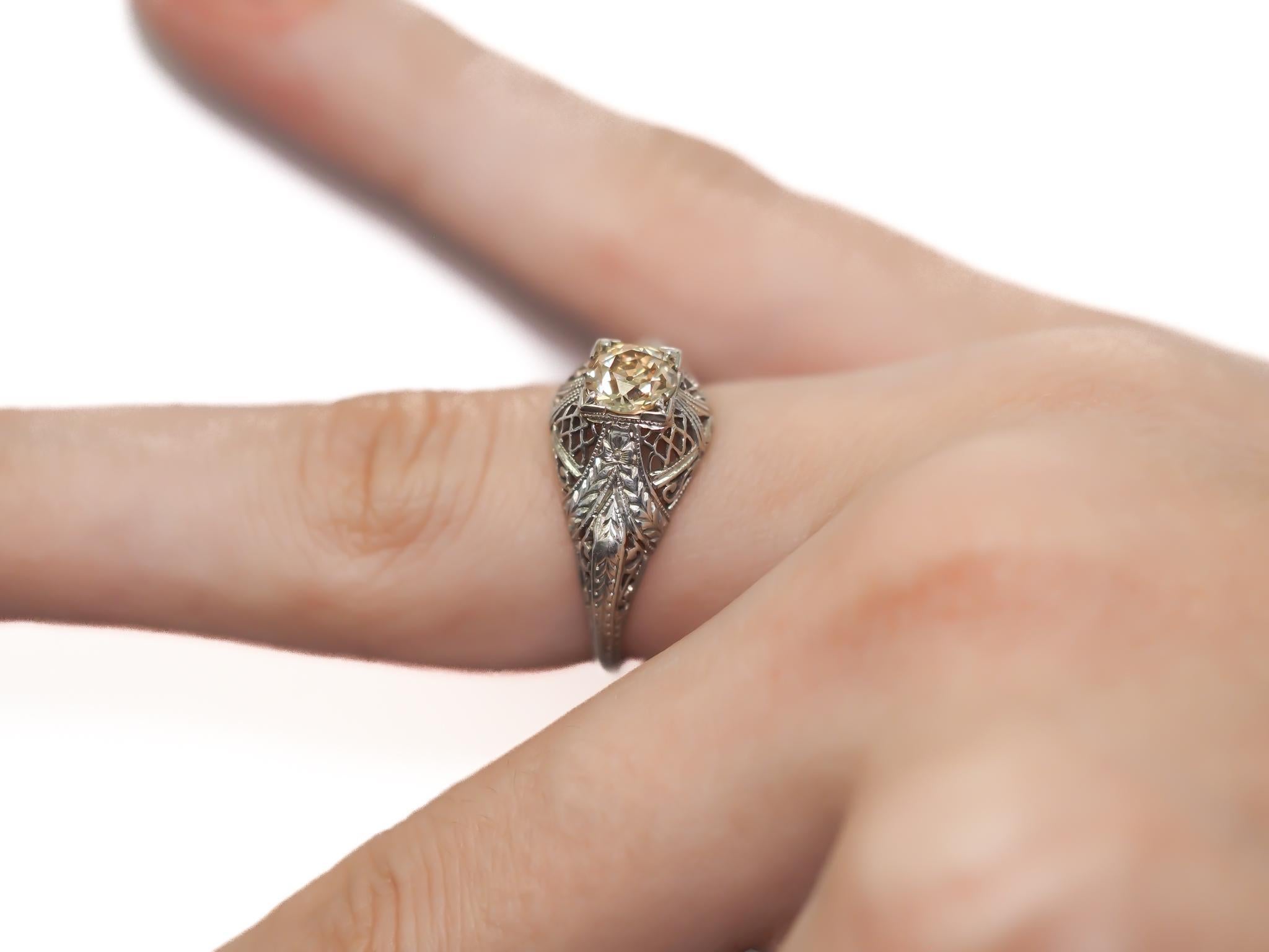 Circa 1900s GIA Fancy Brown Old European Brilliant Diamond Engagement Ring For Sale 2
