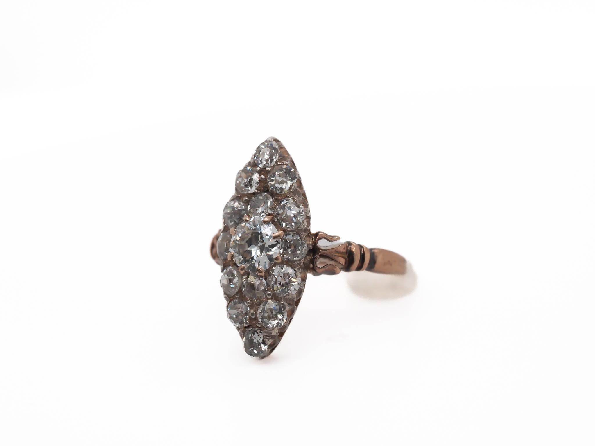 Circa 1900s Old European Brilliant Diamond Navette Ring - VEG#42b


Item Details:
Year: 1900s
Ring Size: 4.75
Metal Type: 14k Yellow Gold [Hallmarked, and Tested]
Weight: 3.8 grams


Diamond Details:
Weight: 1.75ct total weight
Cut: Old European