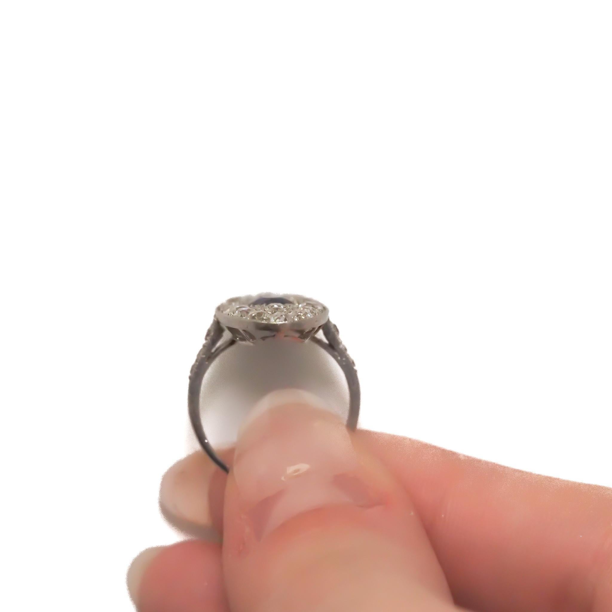 Circa 1900s Platinum GIA Unheated “Royal Blue” Sapphire Diamond Ring - VEG#70b For Sale 1