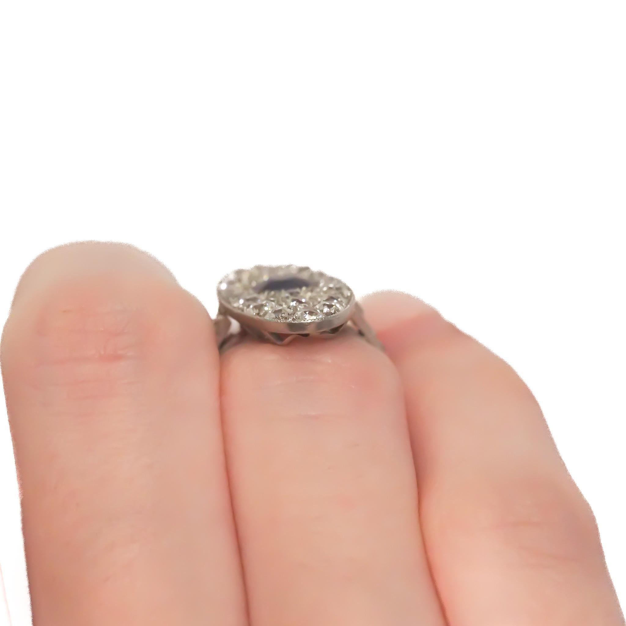 Circa 1900s Platinum GIA Unheated “Royal Blue” Sapphire Diamond Ring - VEG#70b For Sale 3