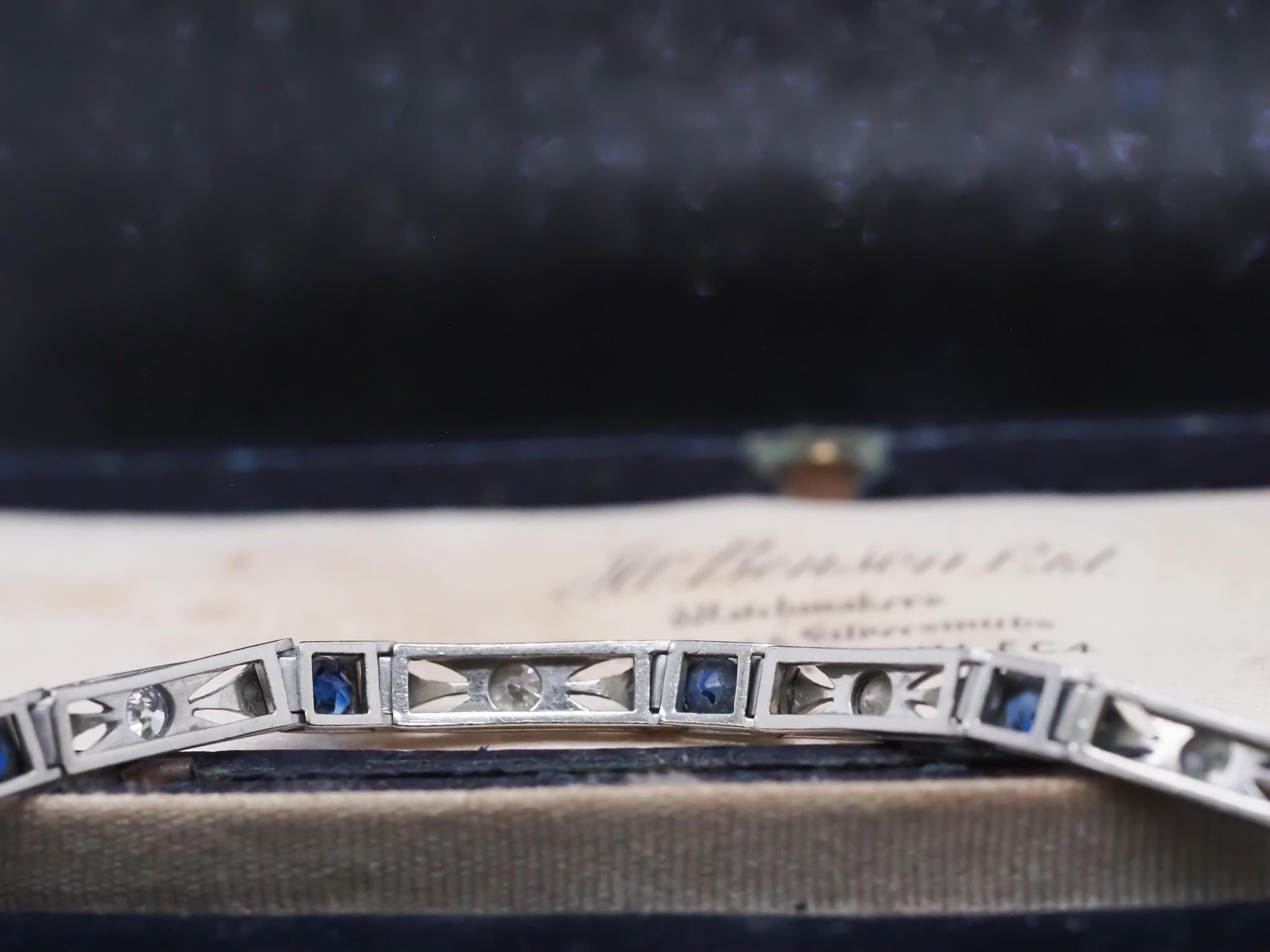 Collar de platino y zafiro azul real sin calentar de alrededor de 1900 en venta 2