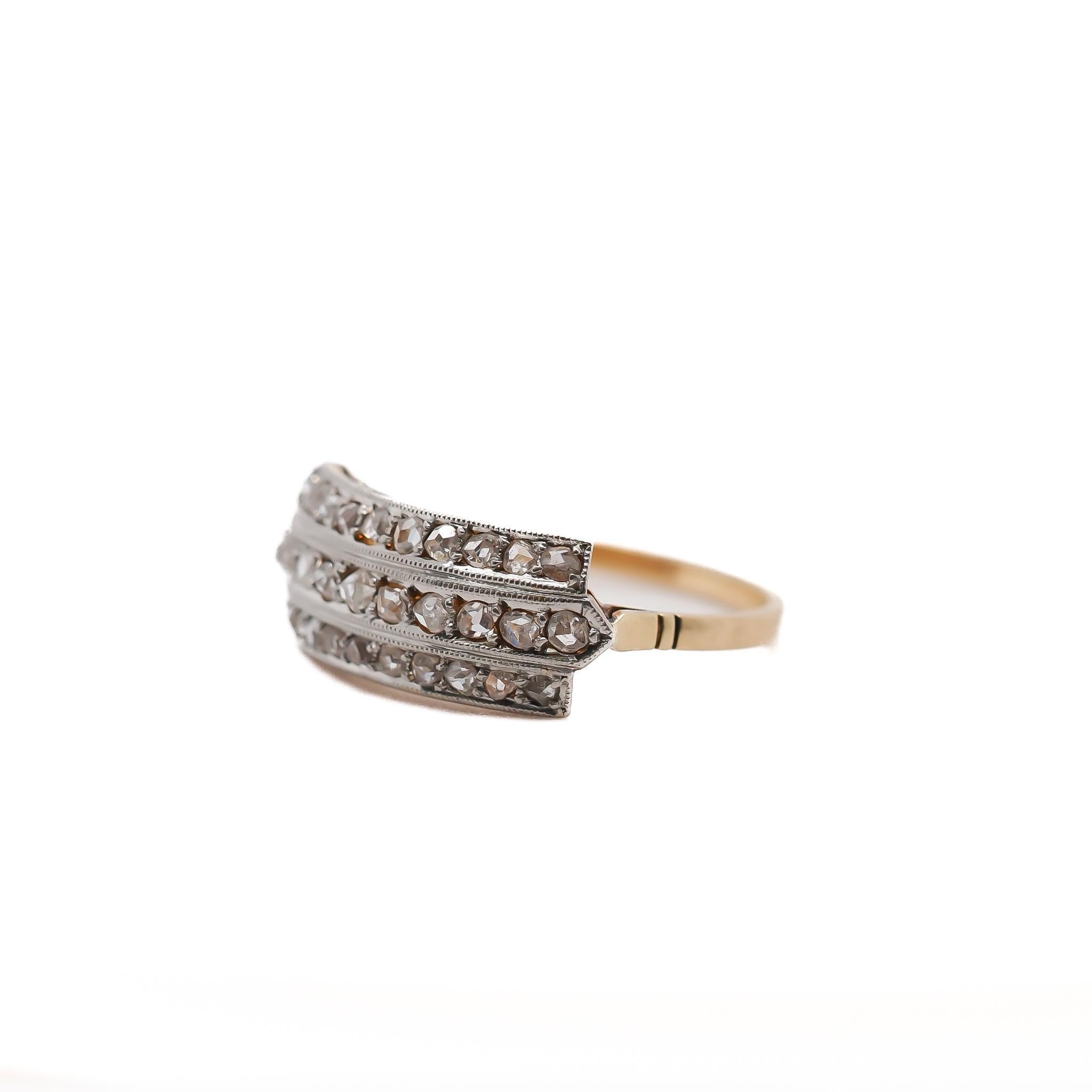 Details
Year: 1900s
Ring Size: 7
Metal Type: 18K Yellow Gold [Hallmarked, and Tested]
Weight: 2.7grams
Diamond Details: Rose Cut Diamonds, .40ct total weight, H Color, SI Clarity, Natural Diamonds
Finger to Top of Stone Measurement: 3.5mm
Shank/Band