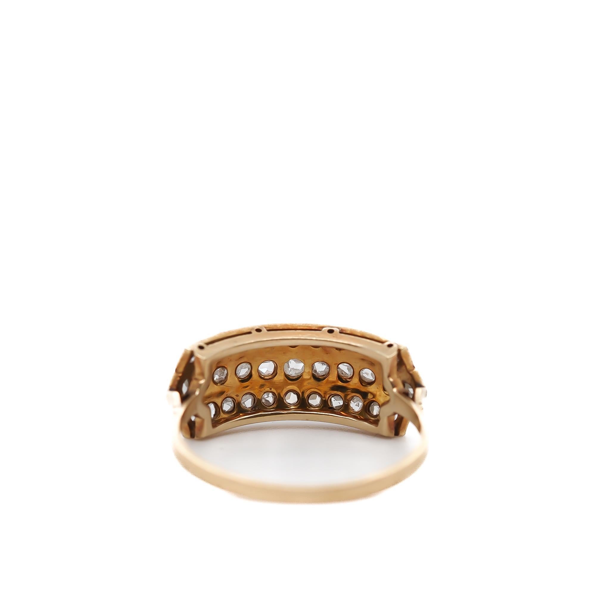 Circa 1900s Rose Cut Three Row Diamond Band Ring For Sale 1