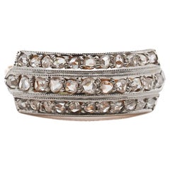 Circa 1900s Rose Cut Three Row Diamond Band Ring