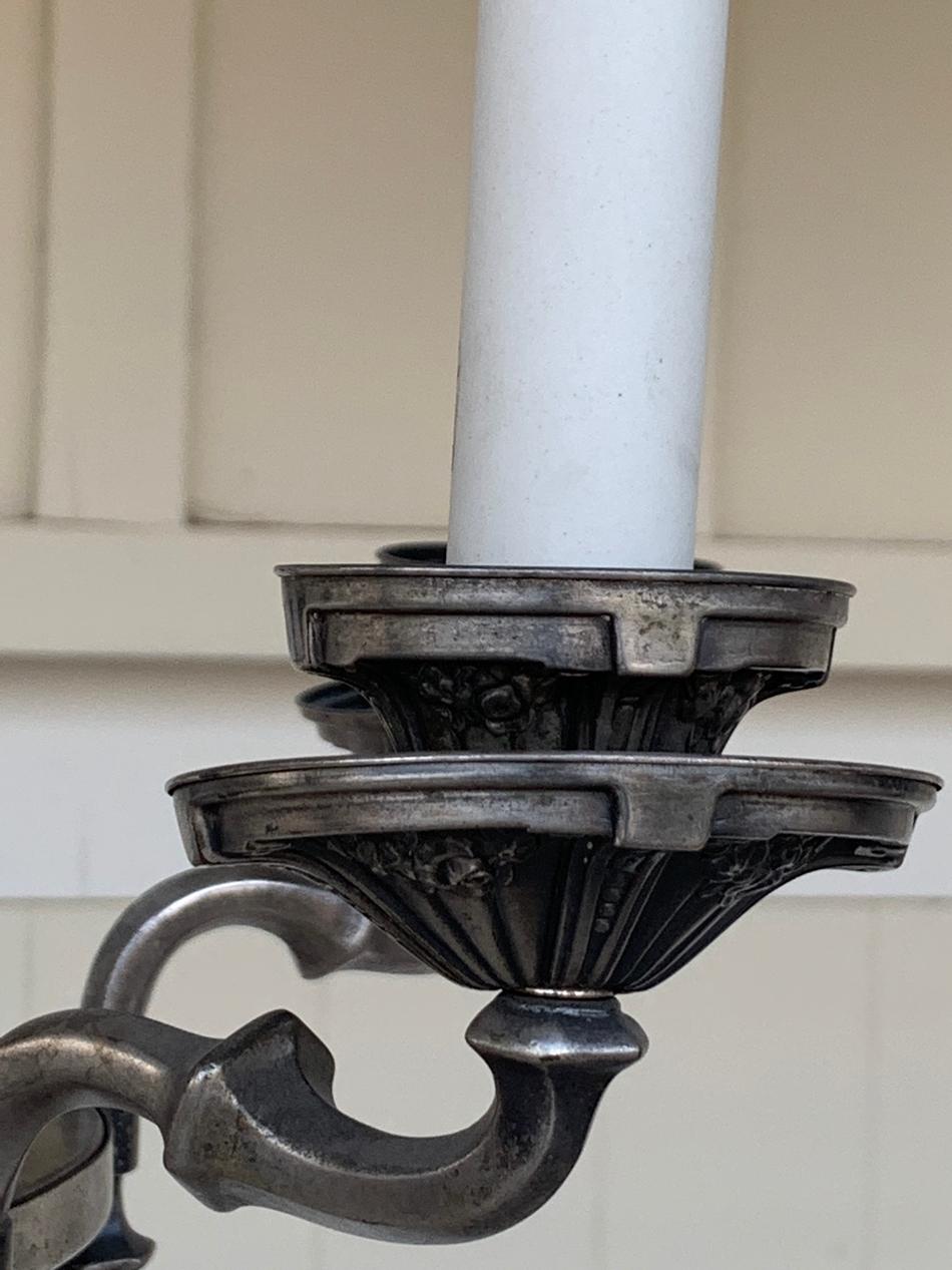 Lampadario a 5 bracci in silverplate del 1900 circa in vendita 7