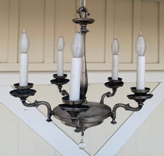 Circa 1900s Silverplate Chandelier with 5 Arms