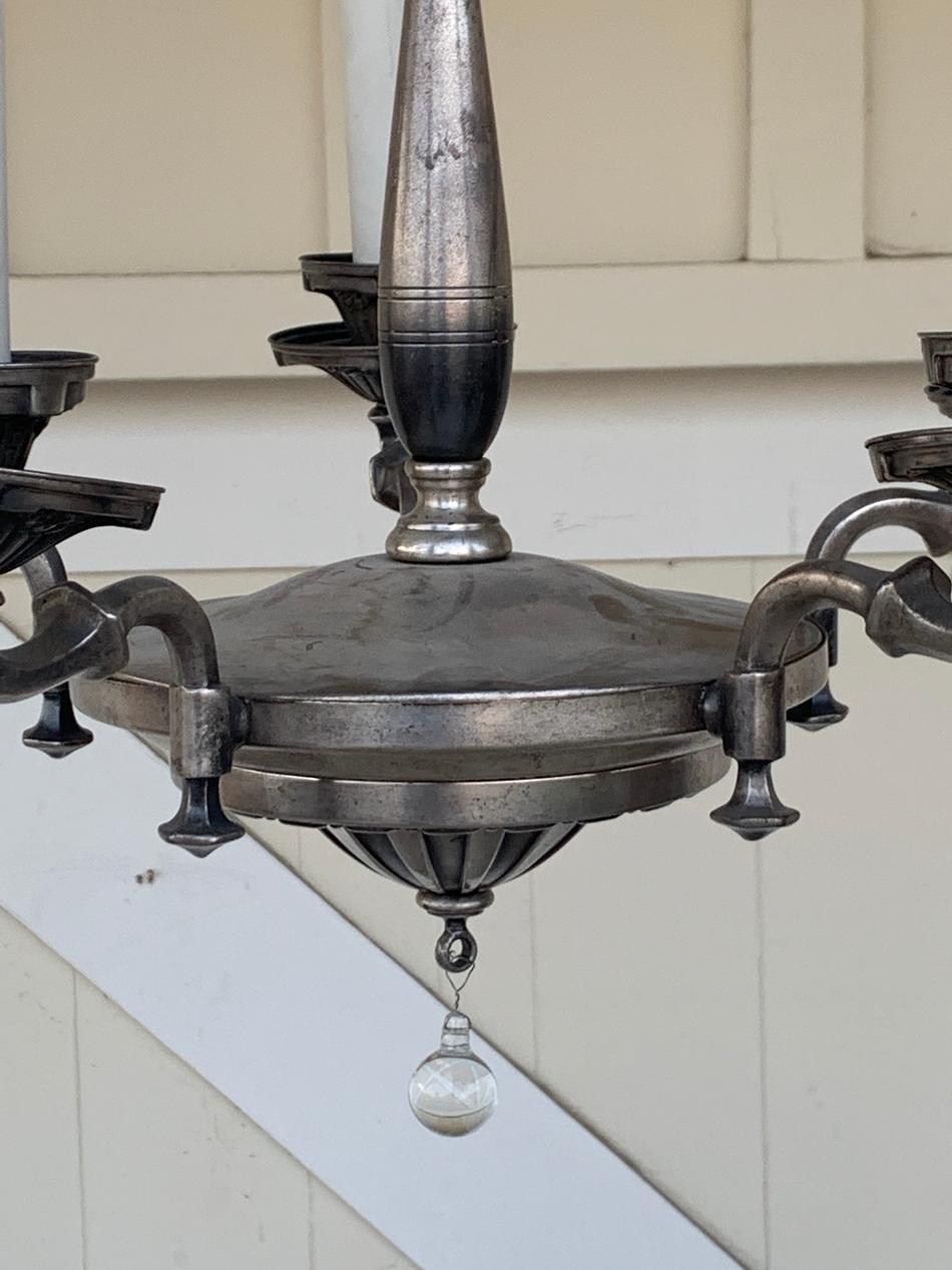 20th Century Circa 1900s Silverplate Chandelier with 5 Arms For Sale