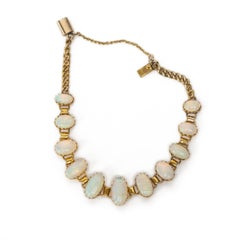 Circa 1900's Victorian 14K Yellow Gold Antique Oval Opal Cab Bracelet -#19007222