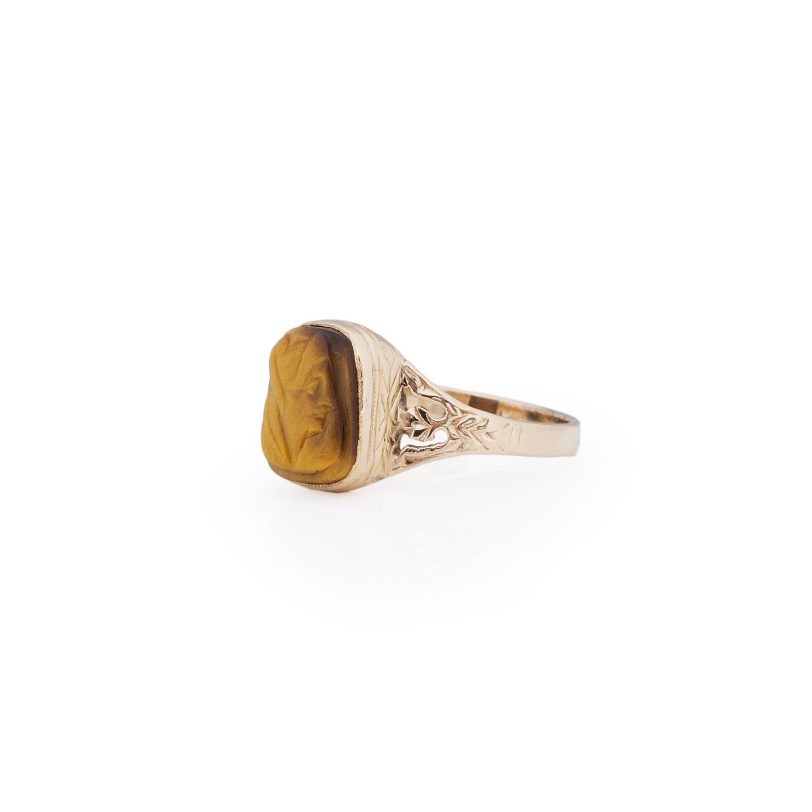 carved tigers eye ring