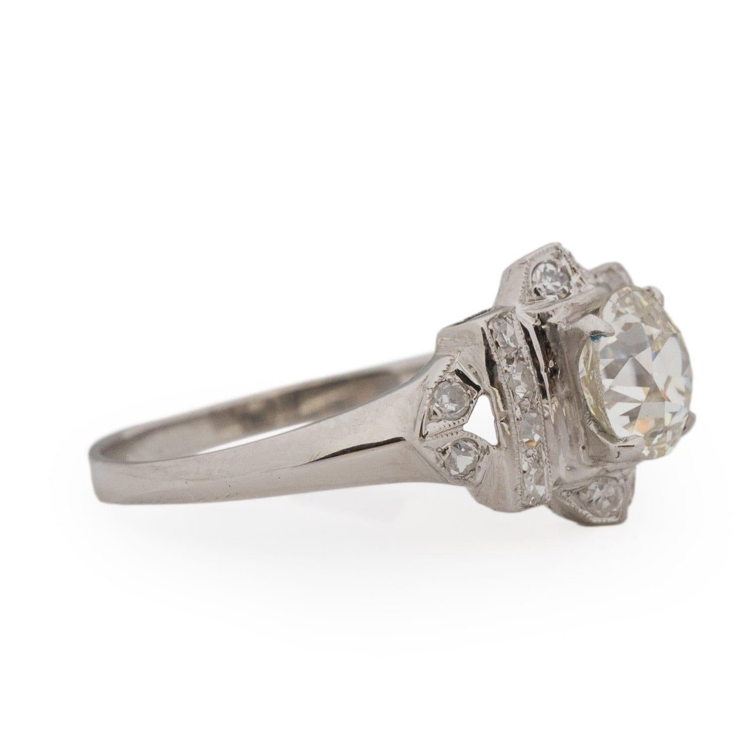 Circa 1901 Edwardian Platinum GIA Certified 1.03 Ct Old European Cut Vintage In Good Condition For Sale In Addison, TX