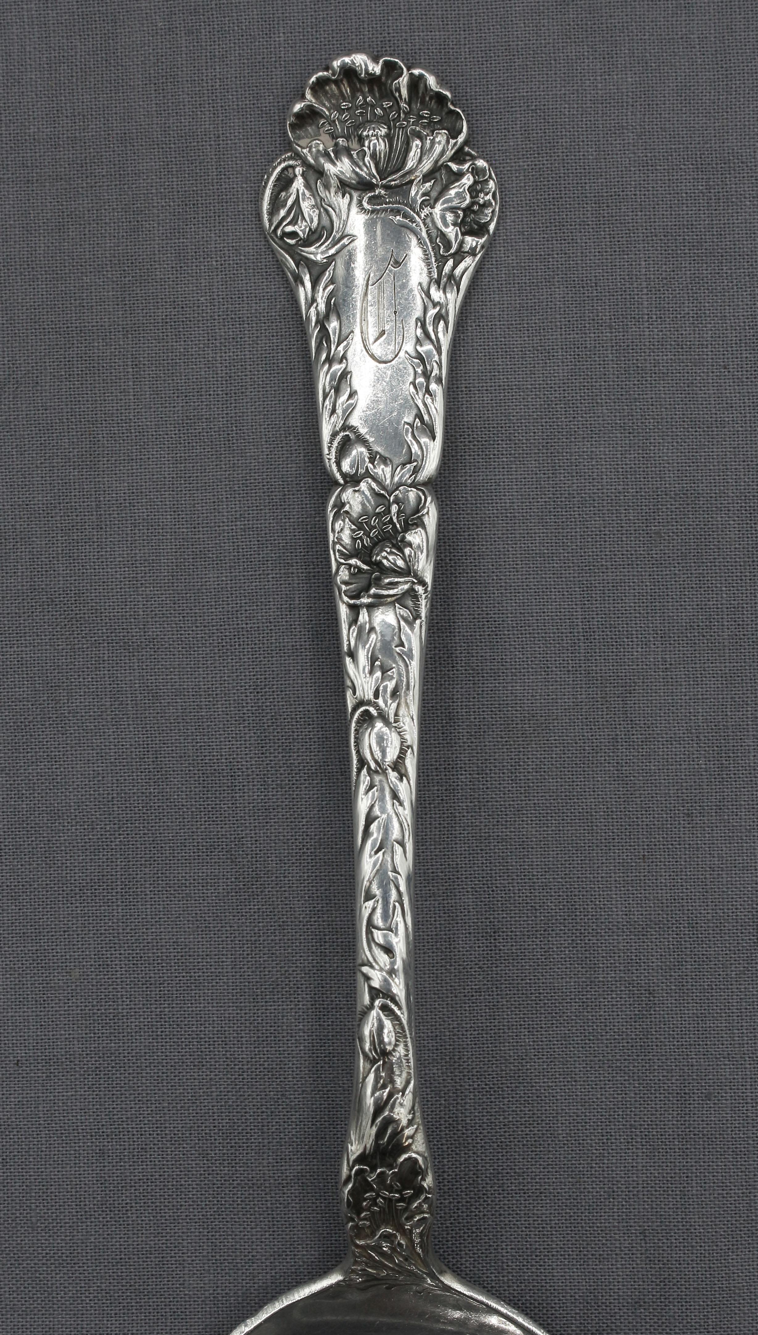 Art Nouveau Circa 1905-10 Set of 12 Sterling Silver Gumbo Spoons by Gorham