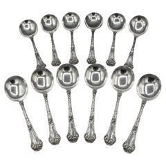 Circa 1905-10 Set of 12 Sterling Silver Gumbo Spoons by Gorham