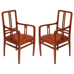 One Wiener Werkstätte Armchairs Restored Re-Upholstered Leather, circa 1905