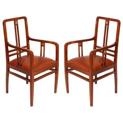 One Wiener Werkstätte Armchairs Restored Re-Upholstered Leather, circa 1905