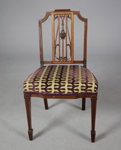 Circa 1905 Set of 8 Edwardian Mahogany and Satinwood Dinning Chairs