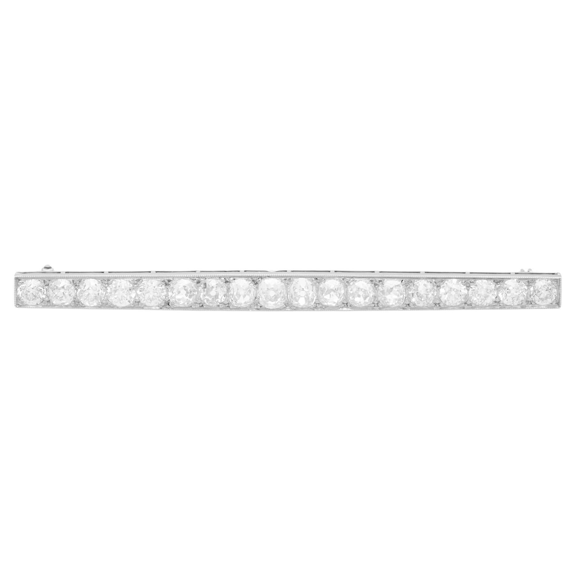 1910s 5.45 Carat Diamond and Platinum Bar Brooch