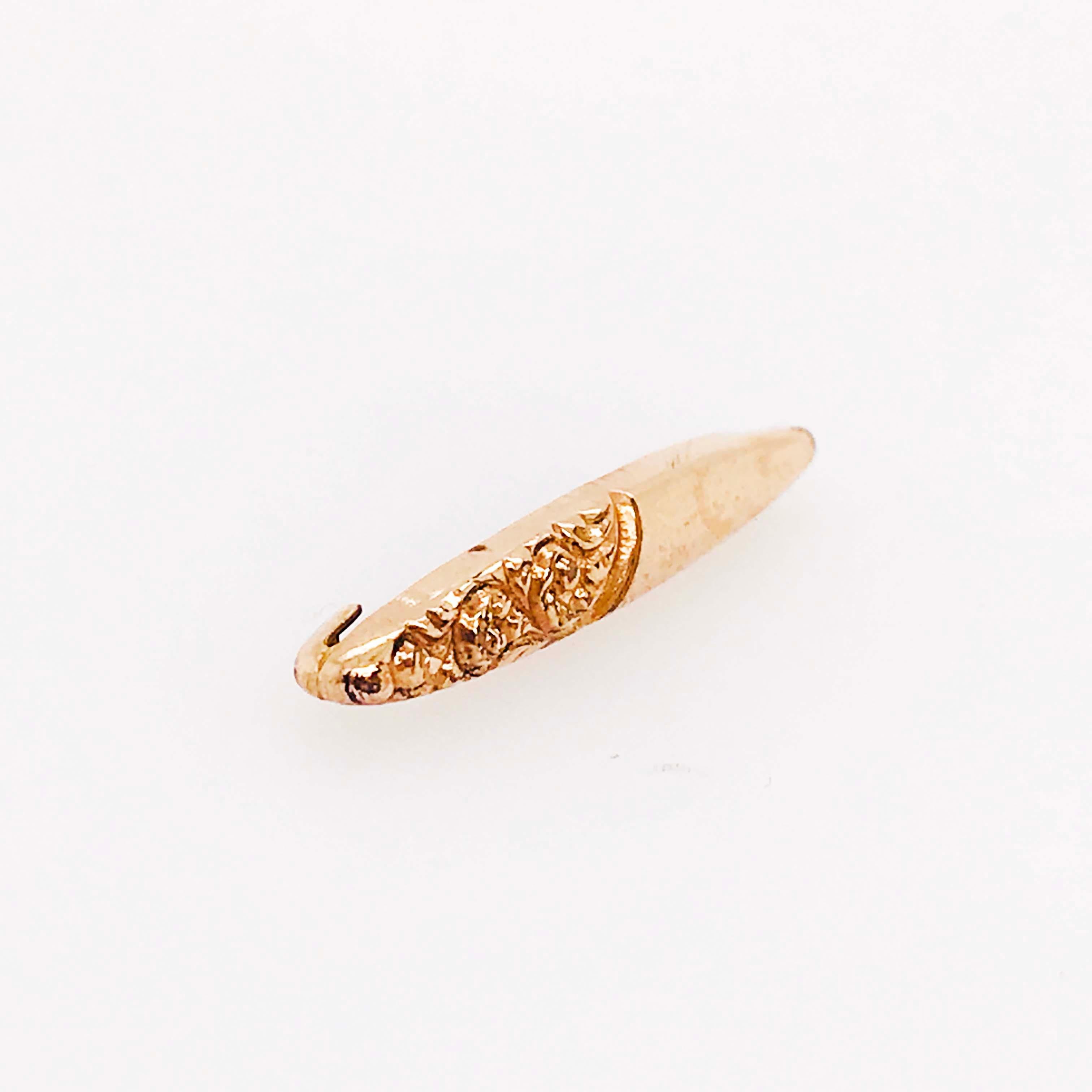 Women's or Men's Rose Scroll Pin, Scroll, Rose Gold Brooch with Hand Engraving, circa 1910