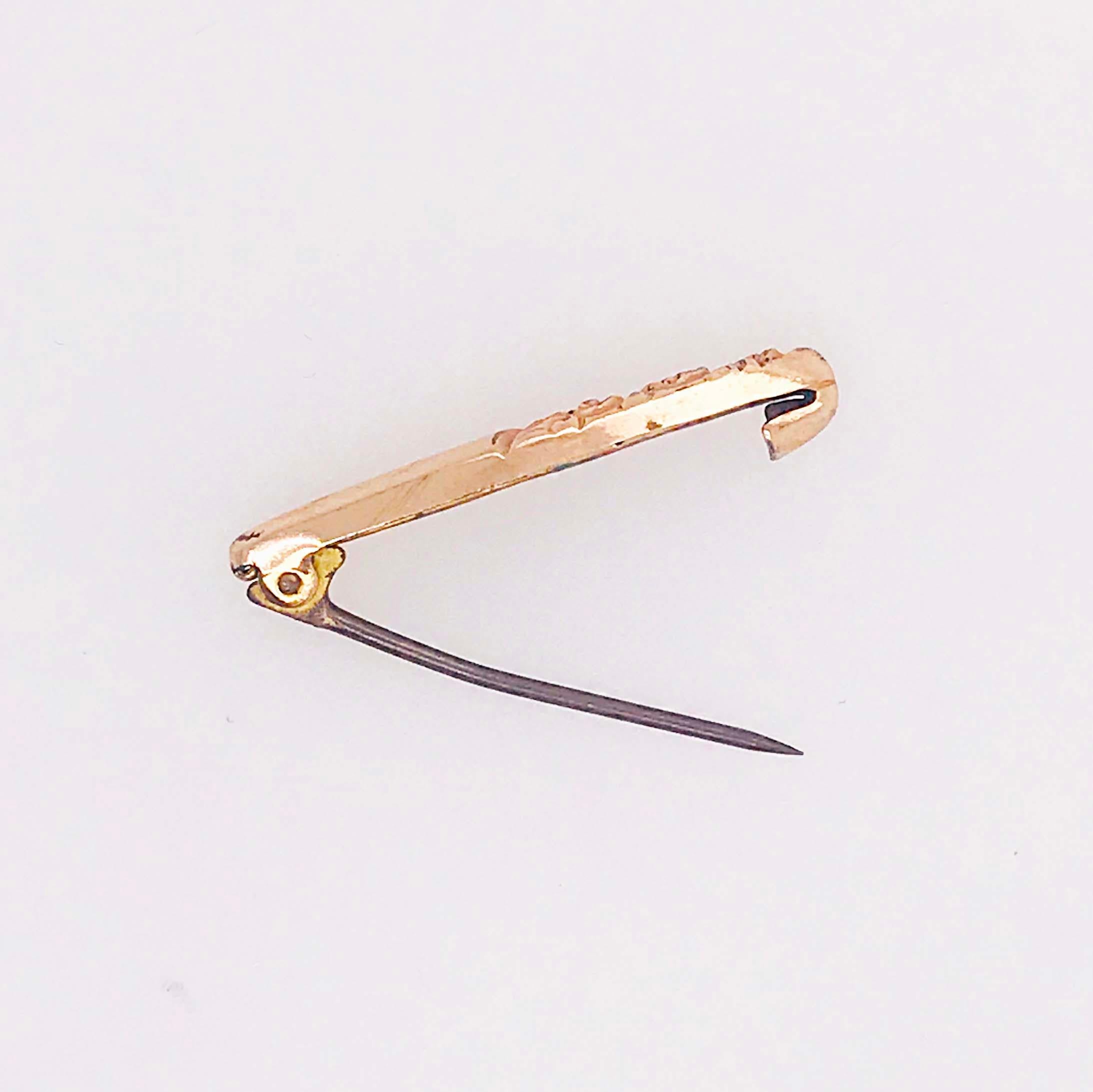 Rose Scroll Pin, Scroll, Rose Gold Brooch with Hand Engraving, circa 1910 1