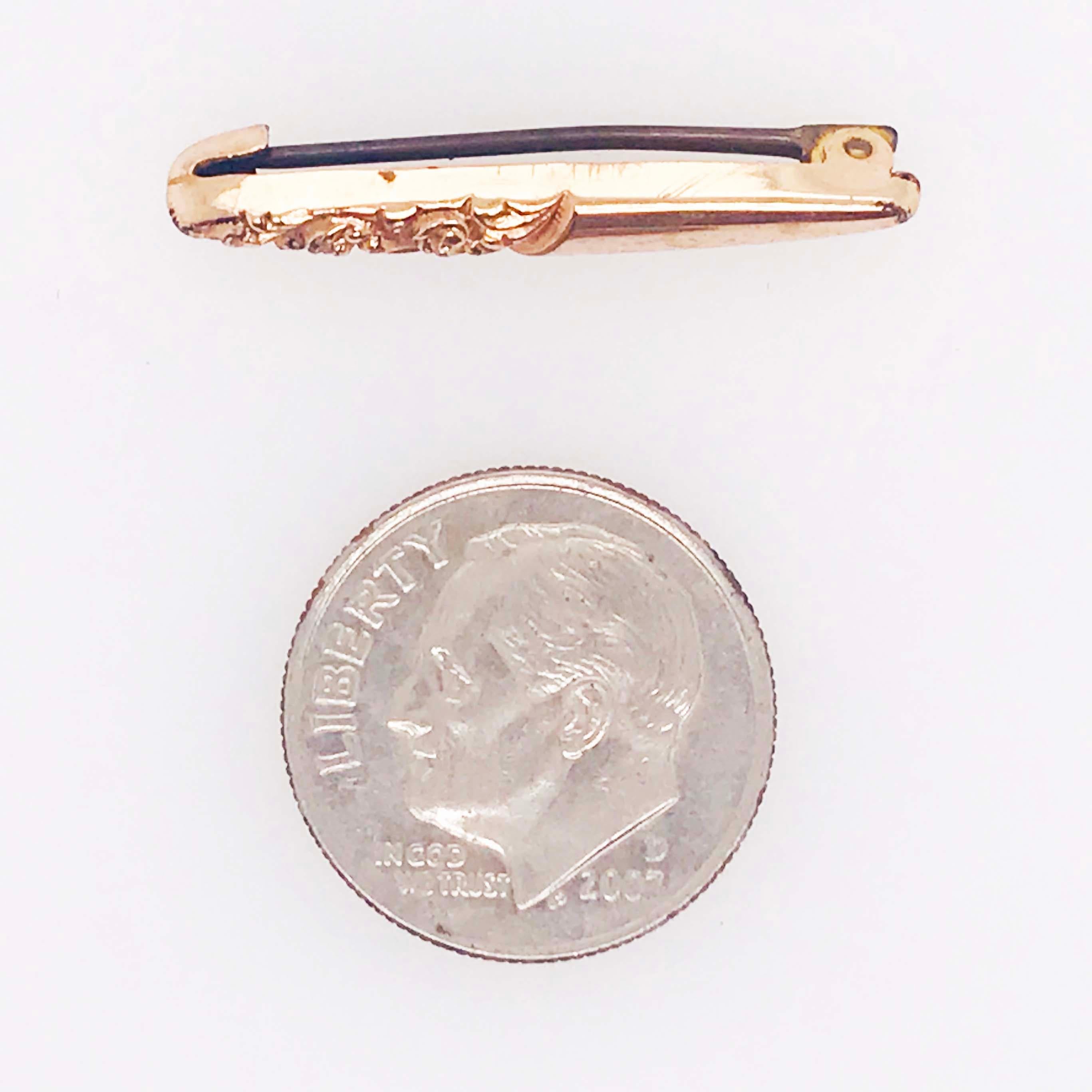 Rose Scroll Pin, Scroll, Rose Gold Brooch with Hand Engraving, circa 1910 2