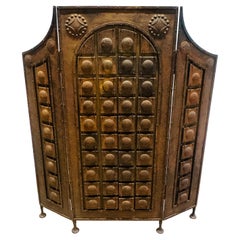 Circa 1910 Arts & Crafts Decorative Fire Screen Attributed Richard Riemerschmid