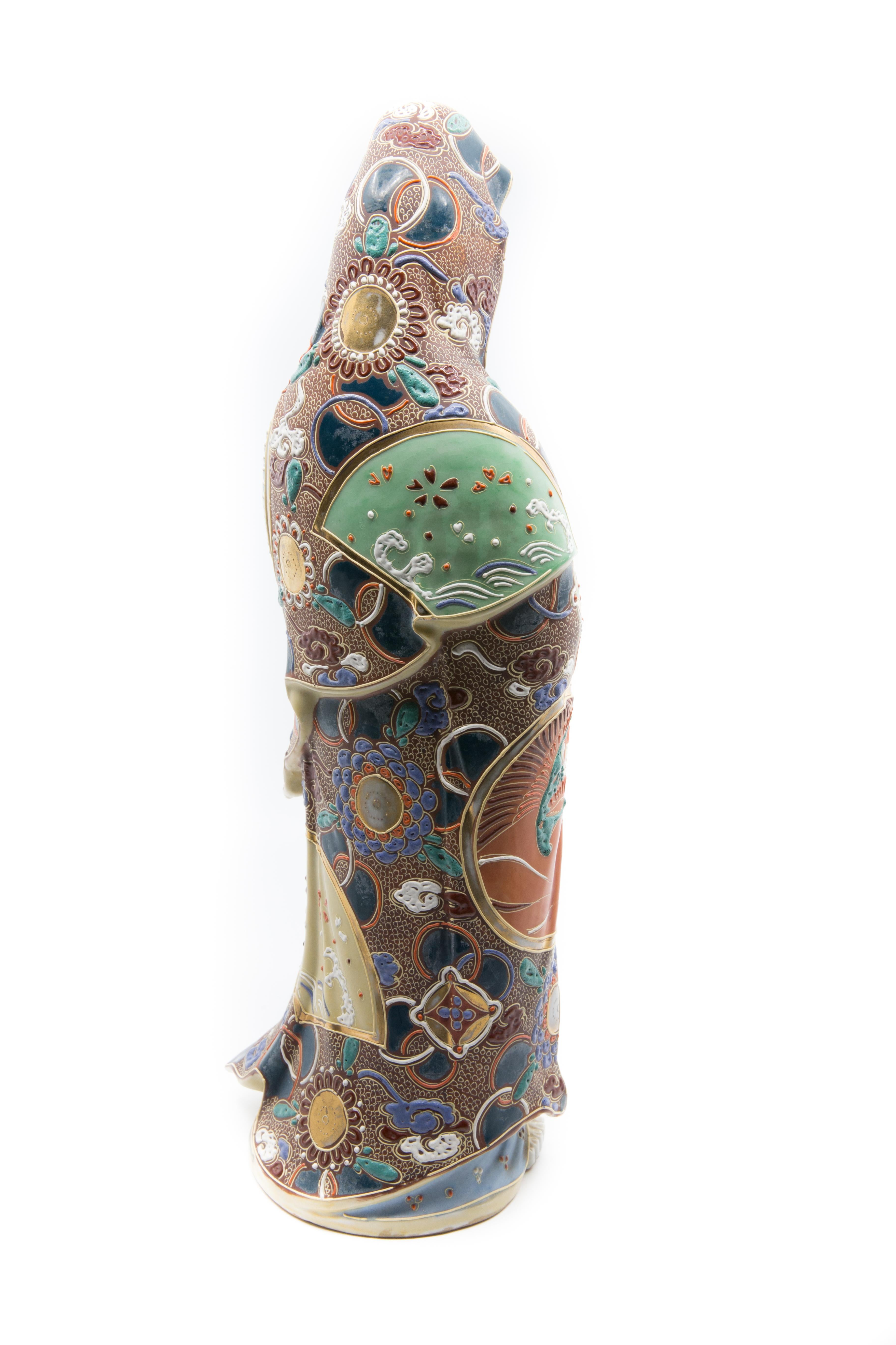 Decorated Figure of Robed Woman Porcelain Kutani, circa 1910 In Good Condition In Hudson, NY