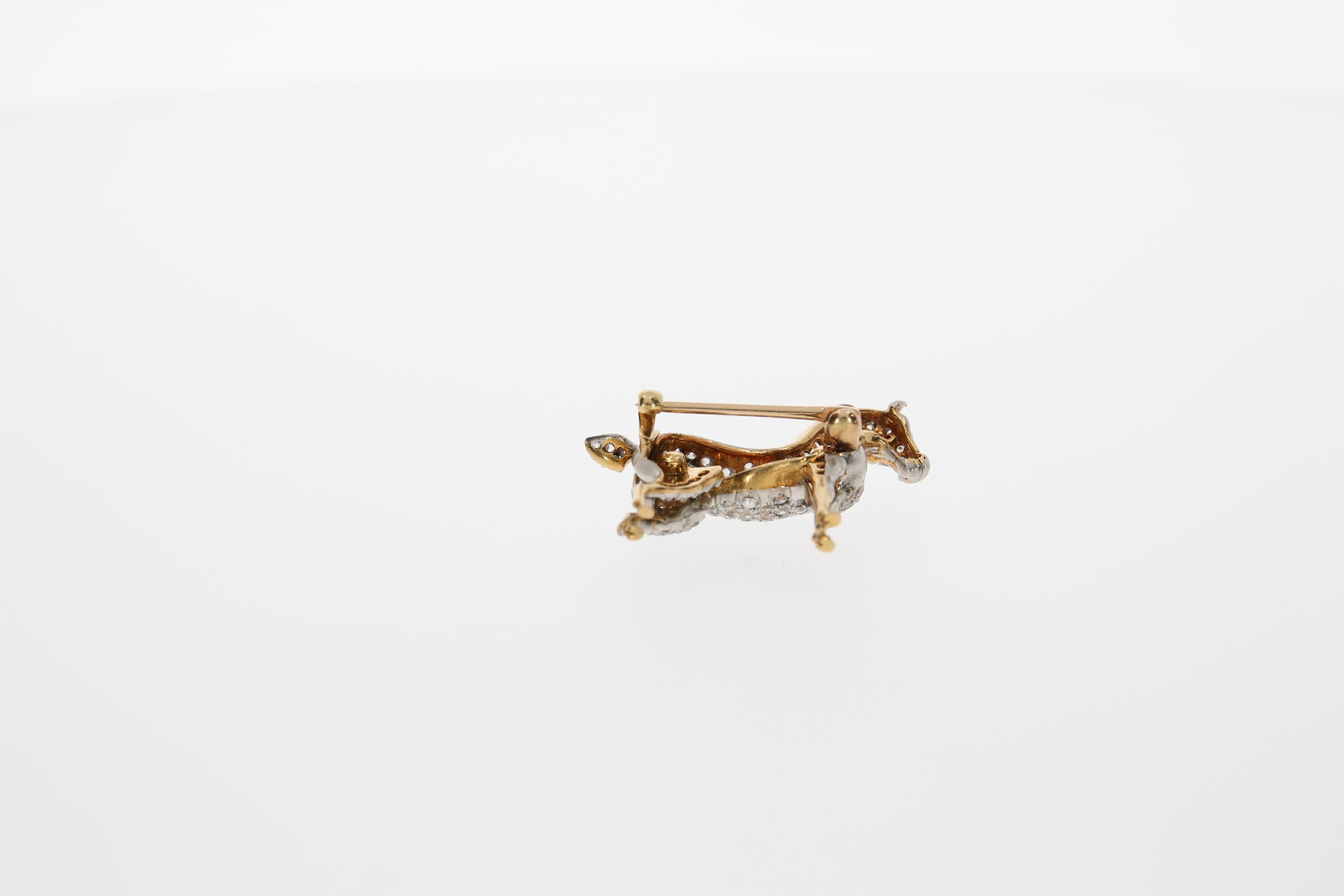 Edwardian Diamond Yellow Horse Brooch, circa 1910 For Sale