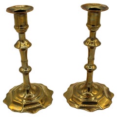 Circa 1910 English Edwardian Pair of Brass Candlesticks