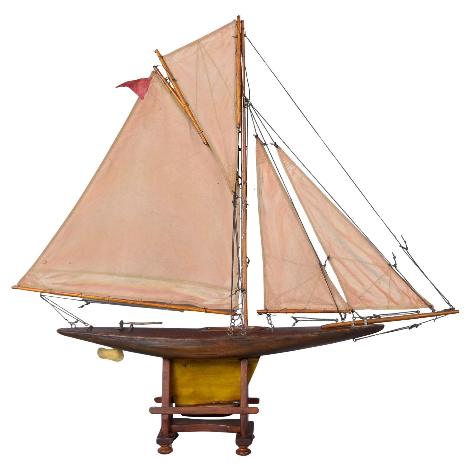 Circa 1910 English Pond Boat with Planked Deck and Carved Hull