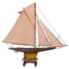 Circa 1910 English Pond Boat with Planked Deck and Carved Hull