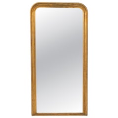 Circa 1910 French Art Nouveau Natural Wood Wall Mirror, Large Scale