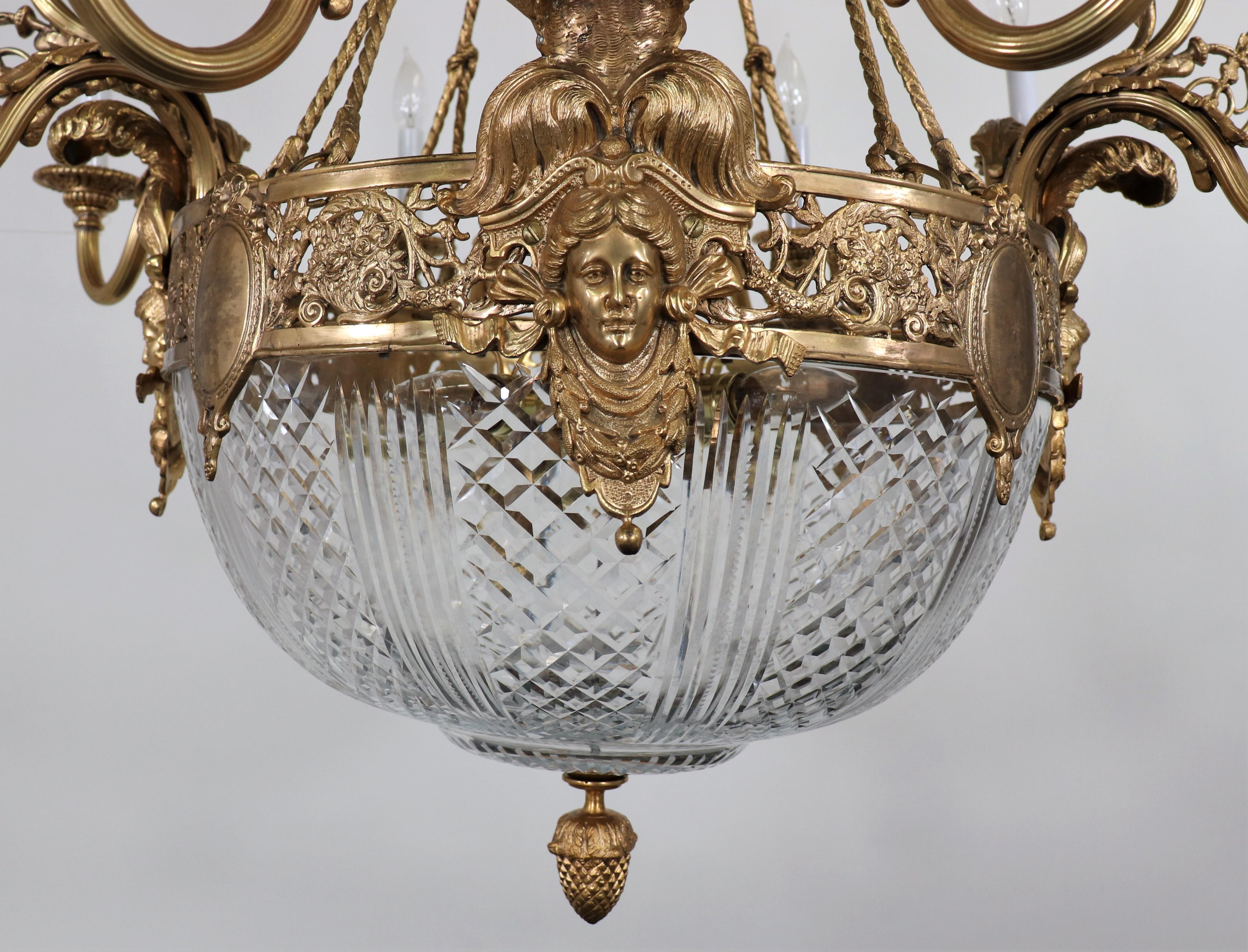 Circa 1910 French Beaux-Arts Gilt Bronze Chandelier For Sale 4