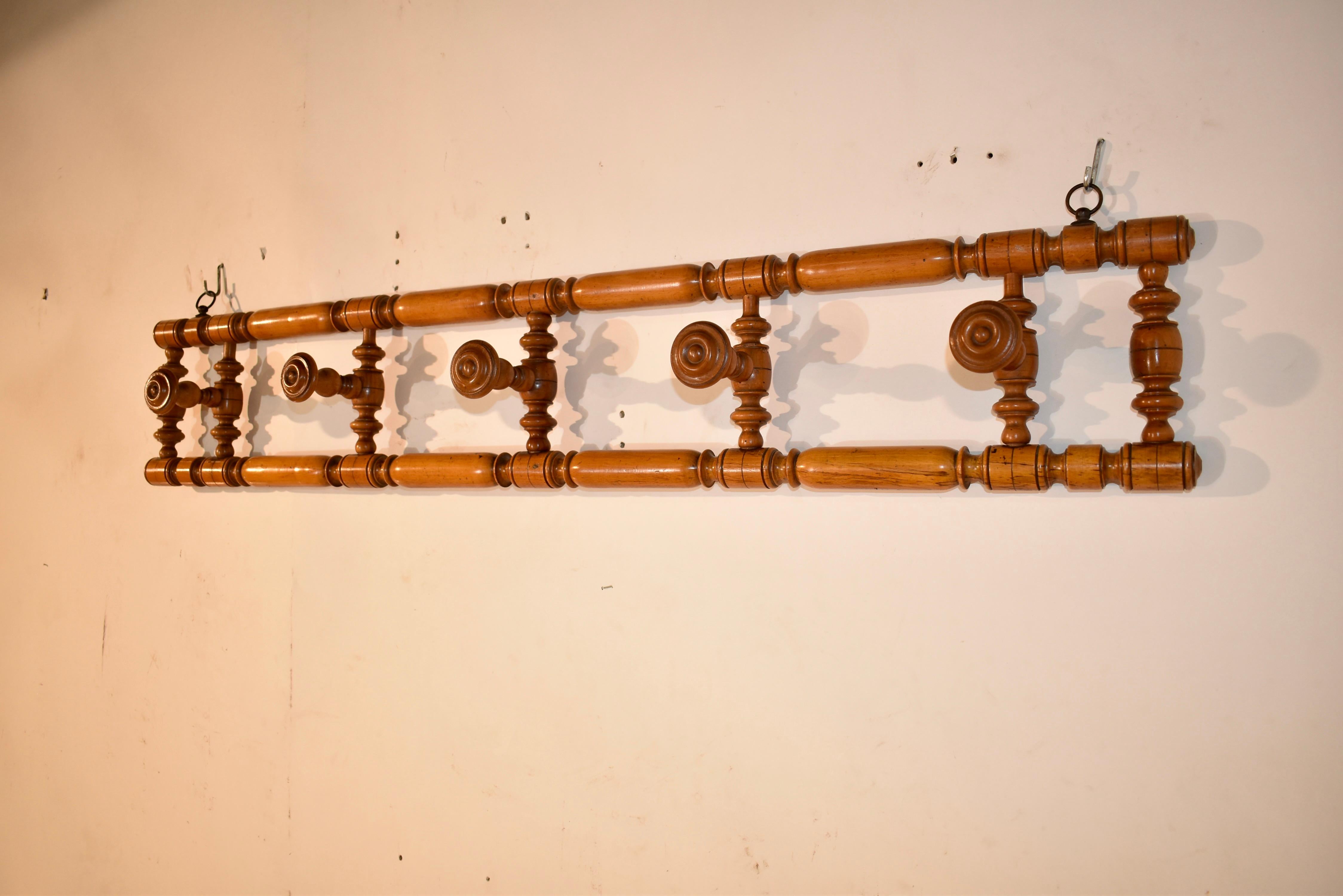 Early 20th Century French Cherry Hat Rack for Five Hats, circa 1910