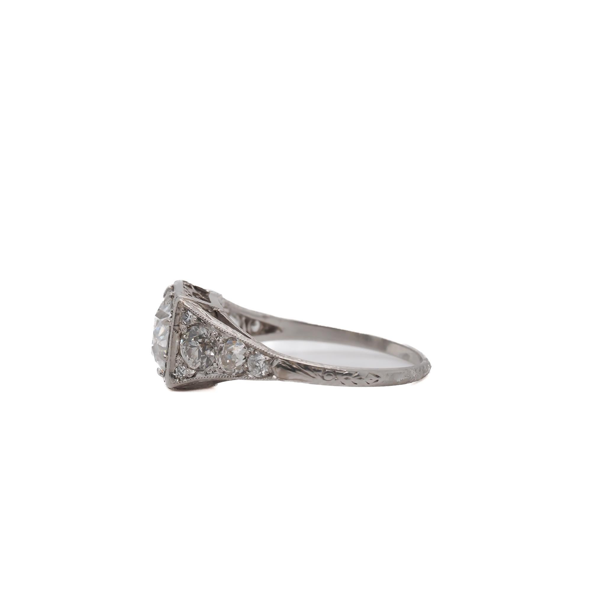 Old European Cut Circa 1910 GIA 1.11ct D Color Old European  Diamond Engagement Ring - VEG#27b For Sale