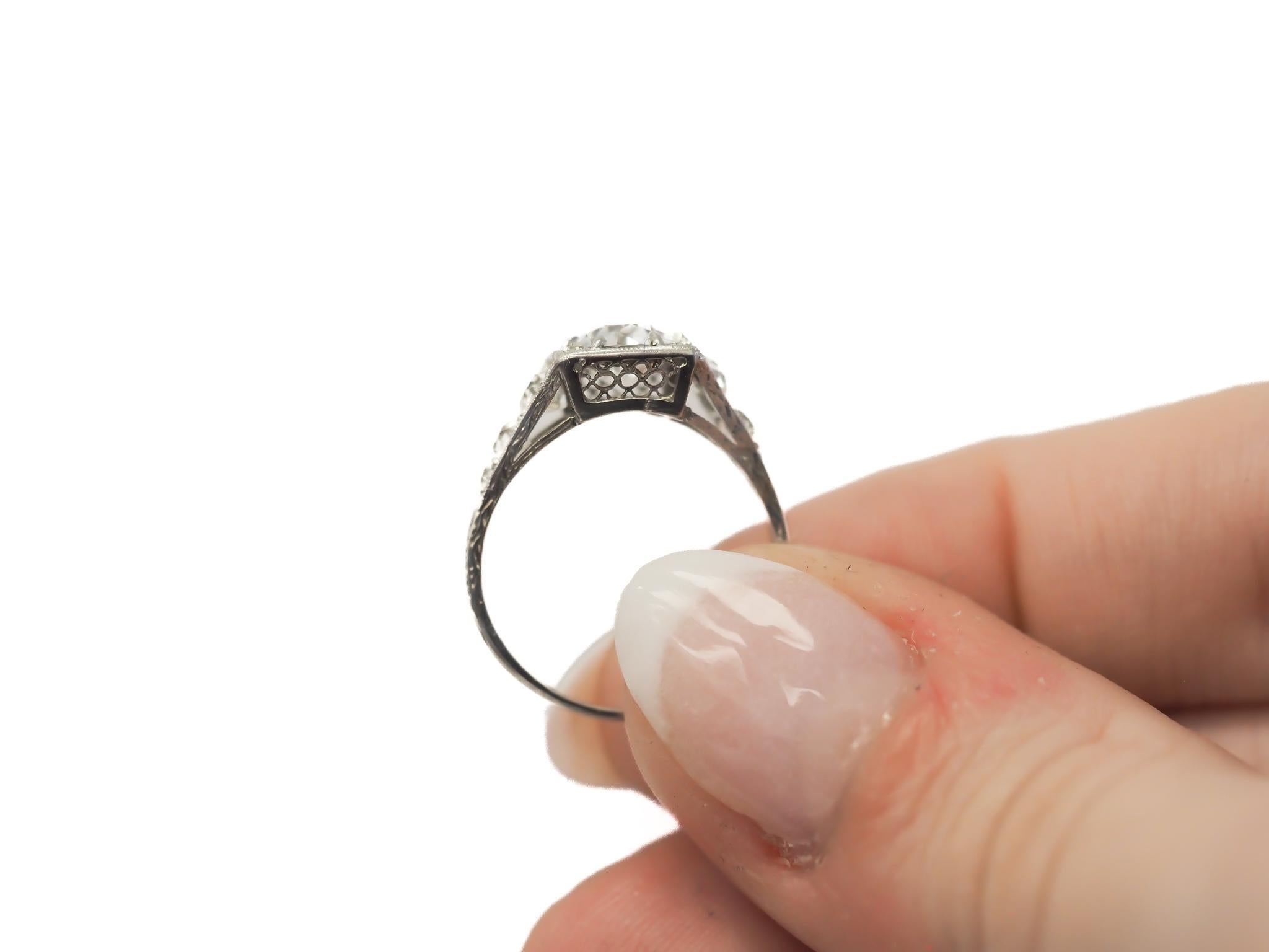 Women's Circa 1910 GIA 1.11ct D Color Old European  Diamond Engagement Ring - VEG#27b For Sale