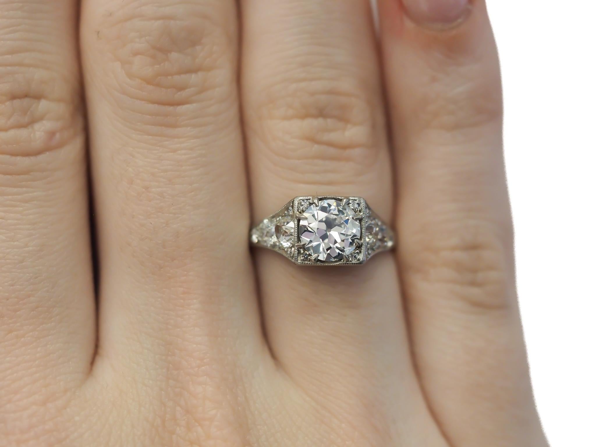Circa 1910 GIA 1.11ct D Color Old European  Diamond Engagement Ring - VEG#27b For Sale 2