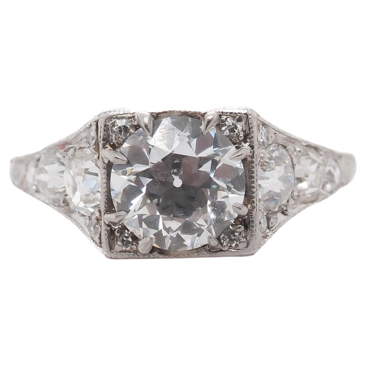 Circa 1910 GIA 1.11ct D Color Old European  Diamond Engagement Ring - VEG#27b