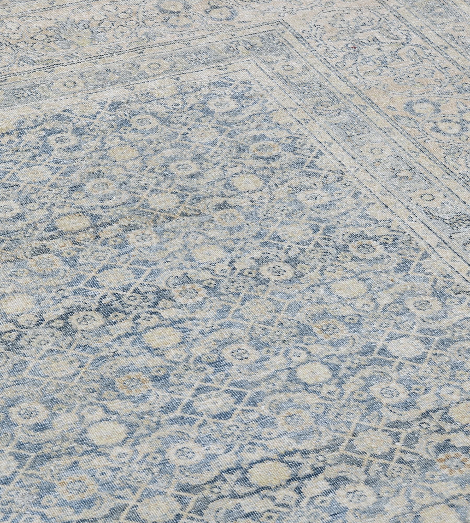 Tappeto Tabriz persiano in lana blu, tessuto a mano, CIRCA 1910 in vendita 1