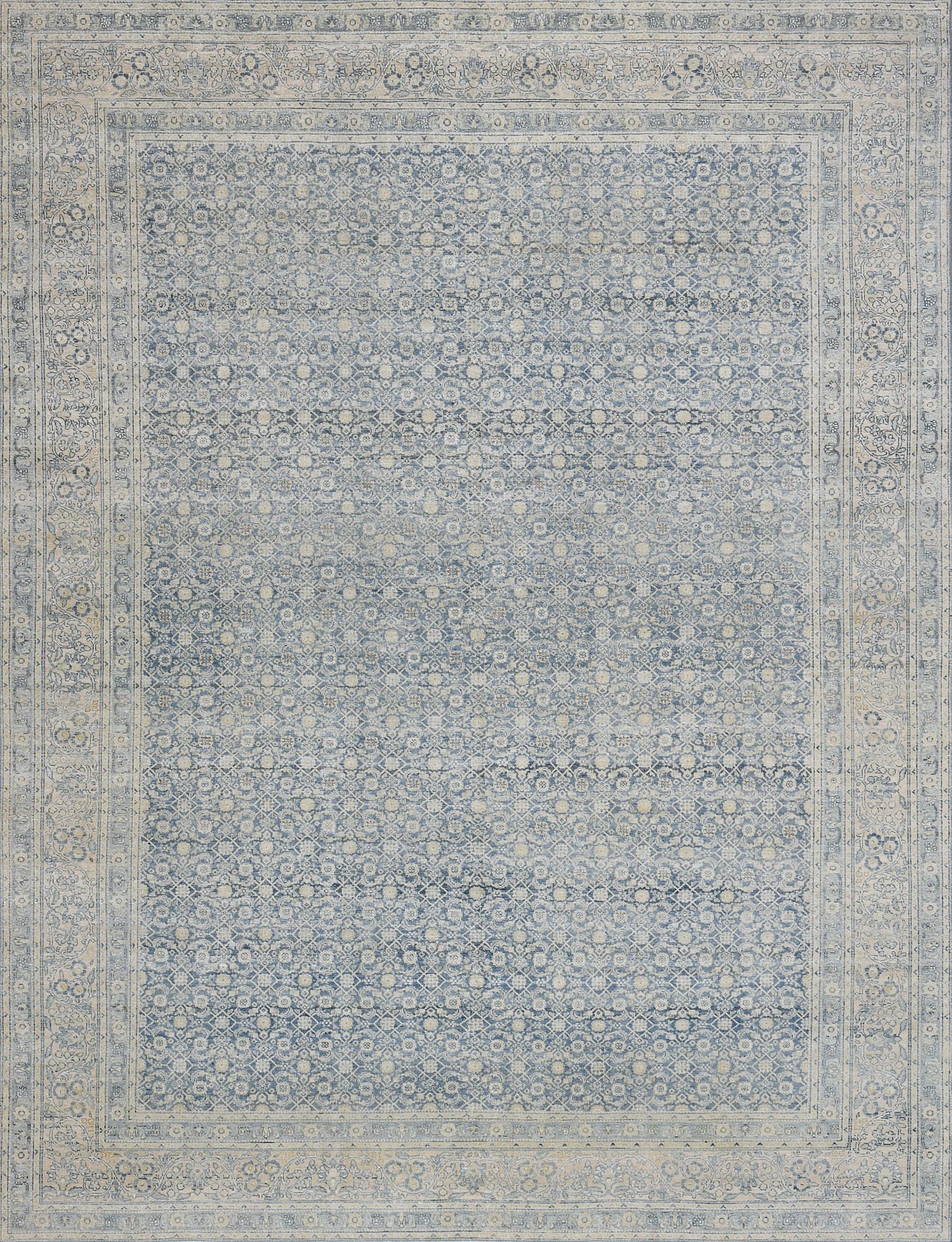 Circa-1910 Hand-woven Blue Wool Persian Tabriz Rug For Sale at 1stDibs