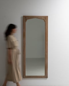 Circa 1910 Honey Wood French Oak Art Nouveau Mirror