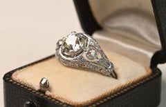 Victorian Engagement Ring. 1.80ct Old Euro Diamond Ring Platinum Filigree K VS2