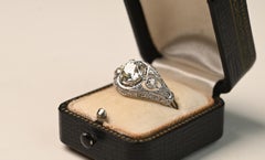 Victorian Engagement Ring. 1.80ct Old Euro Diamond Ring Platinum Filigree K VS2
