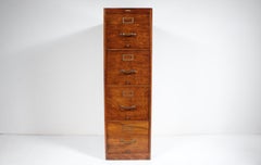 Early Steelcase Wood & Steel Four Drawer File Cabinet, Circa 1920