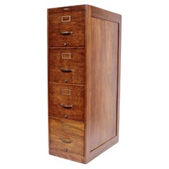 Antique Early Steelcase Wood & Steel Four Drawer File Cabinet, Circa 1920